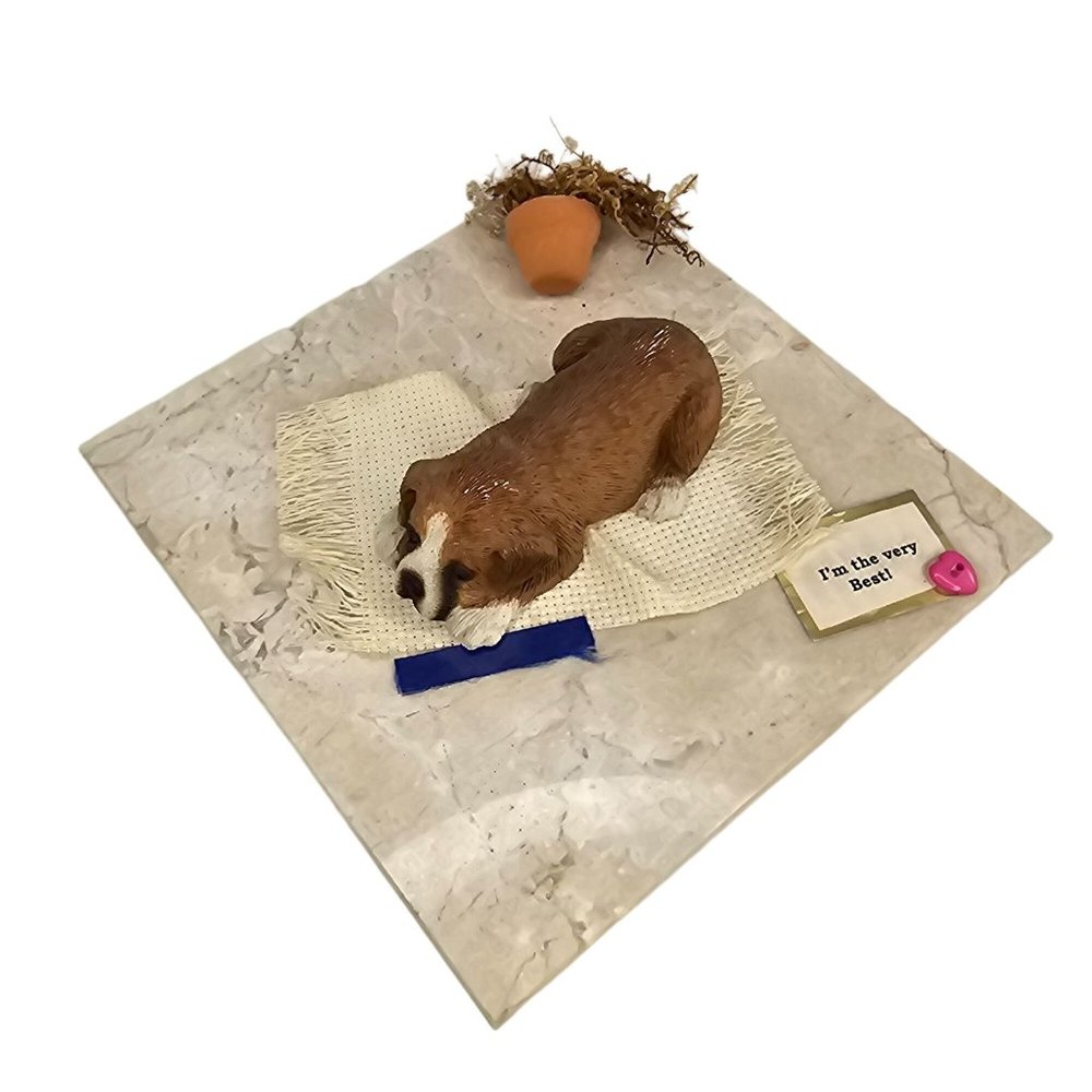 Vintage Sandicast Lil Snoozer Boxer Puppy On Tile